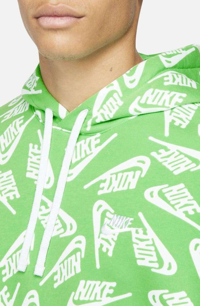 men's nike sportswear allover print club fleece hoodie